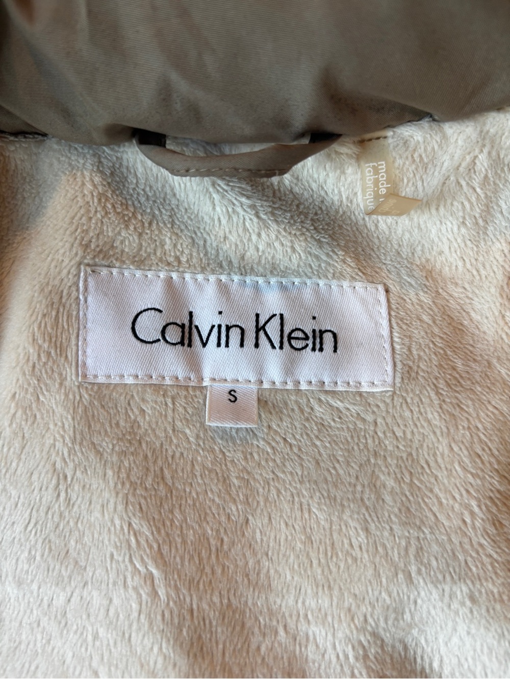 Calvin Klein Taupe Puffer Coat with Faux-Fur Trimmed Hood - Picture 3 of 7